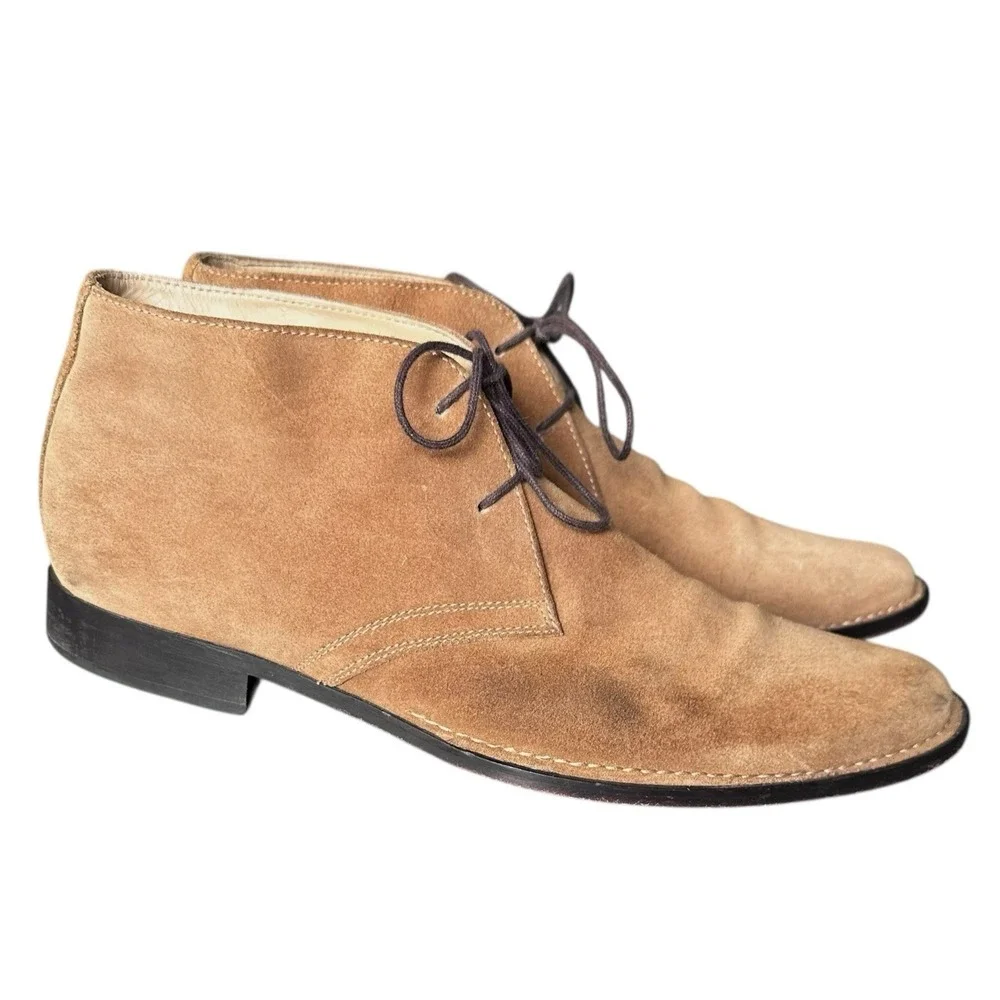 Banana‎ Republic Mens 10 Boots Tan Suede Ankle Lace Up Business Preppy Boho